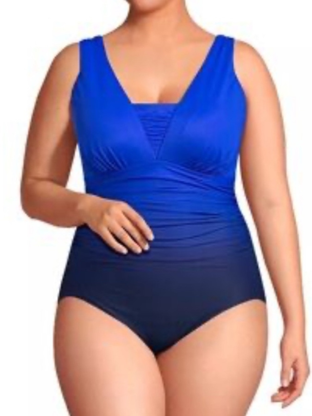 New Lands' End Blue Ombré One-Piece Swimsuit Size 22